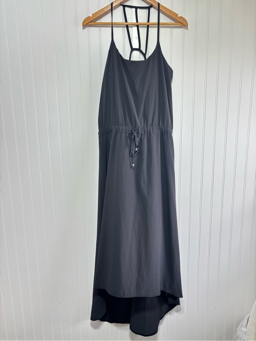 Athleta Novella Black Racerback Hi Low Maxi Dress Size 8